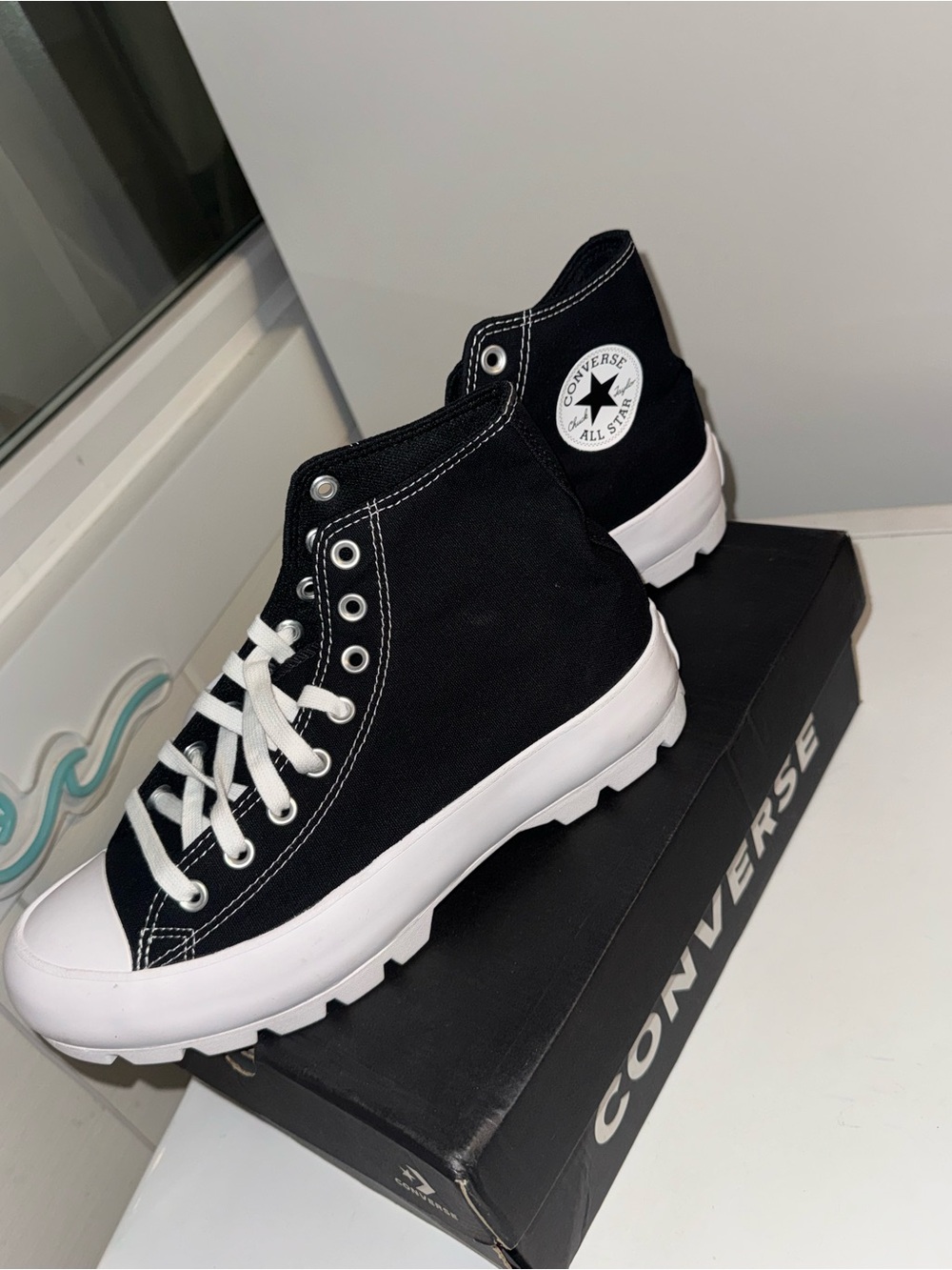 Converse Black & White Platform Chuck Taylor Sneakers - Picture 6 of 12